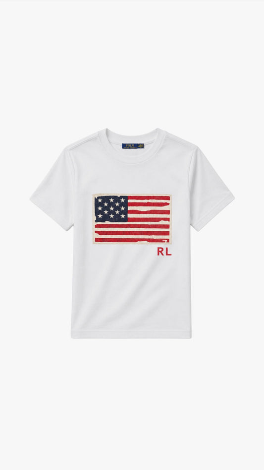 RL American Flag Tshirt - White