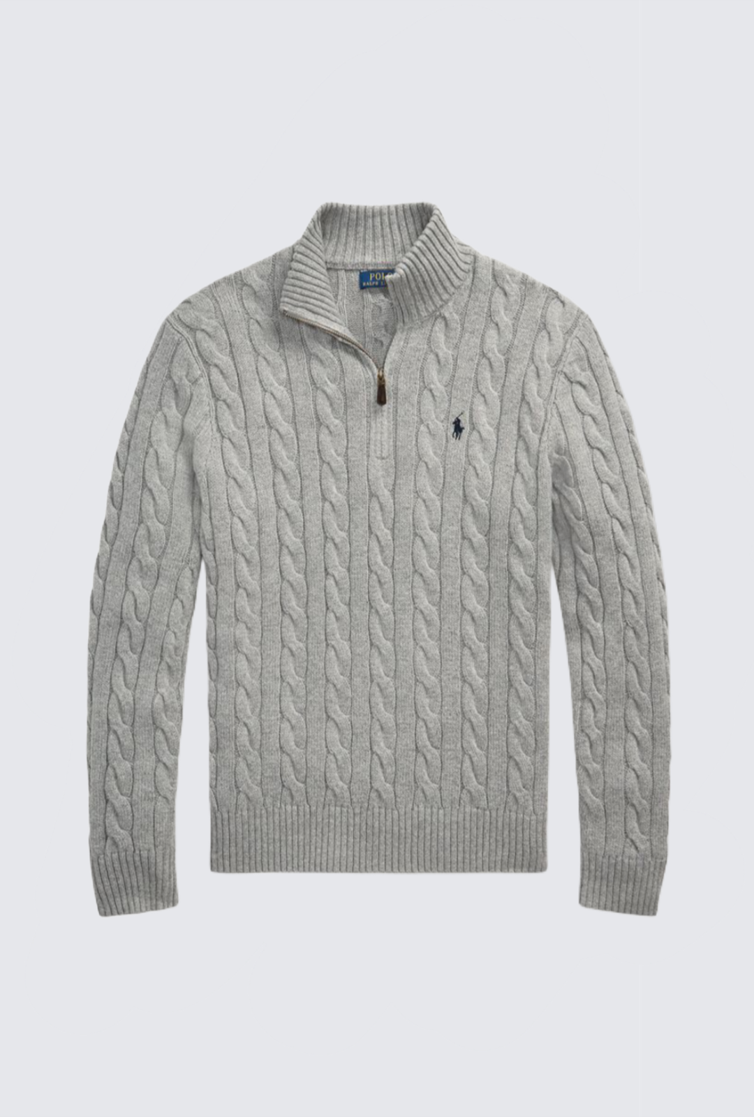 "POLO KNIT COTTON SWEATER -GRAY