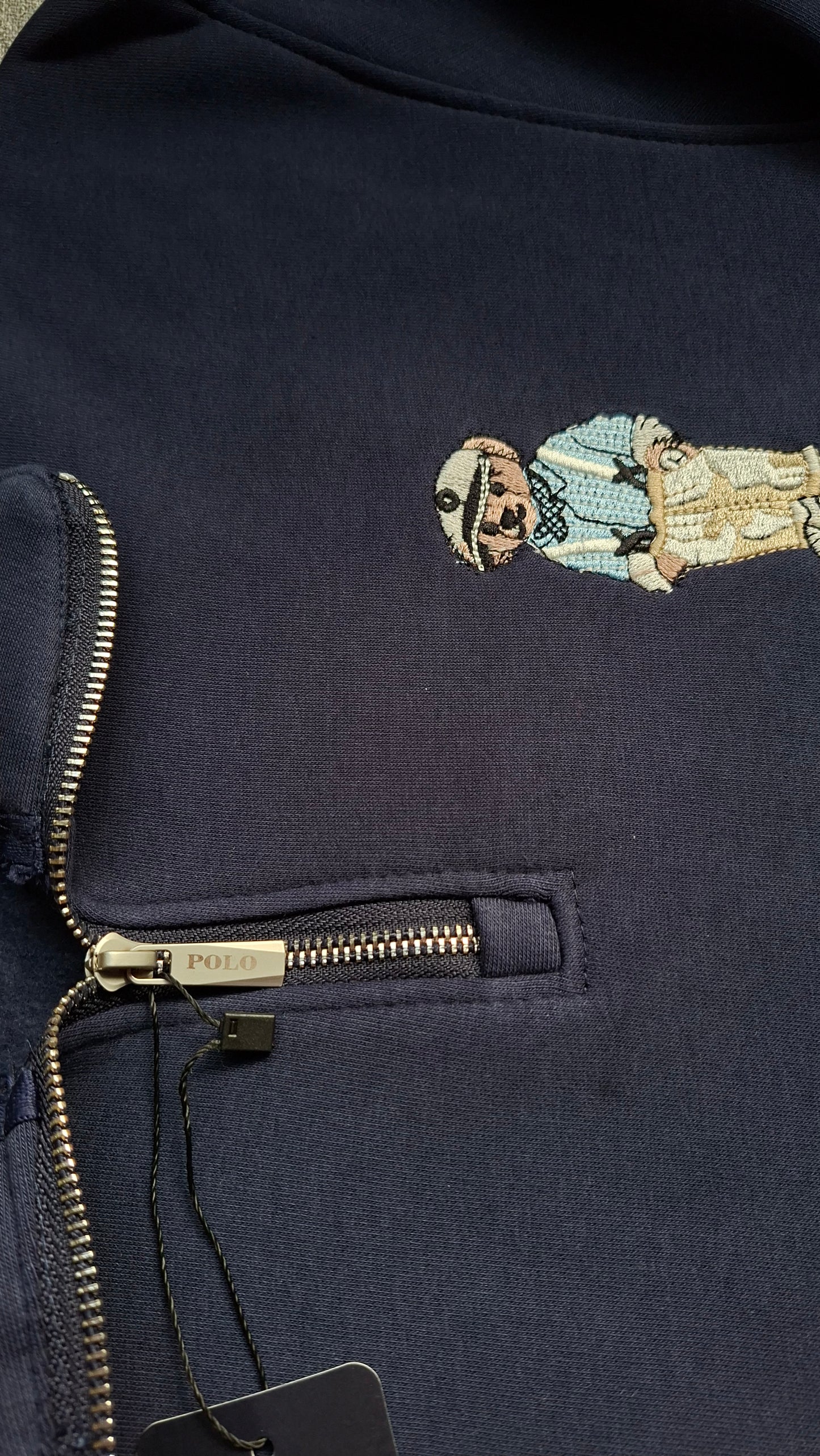 ''RALPH LAUREN BEAR QUARTER ZPPER - NAVY