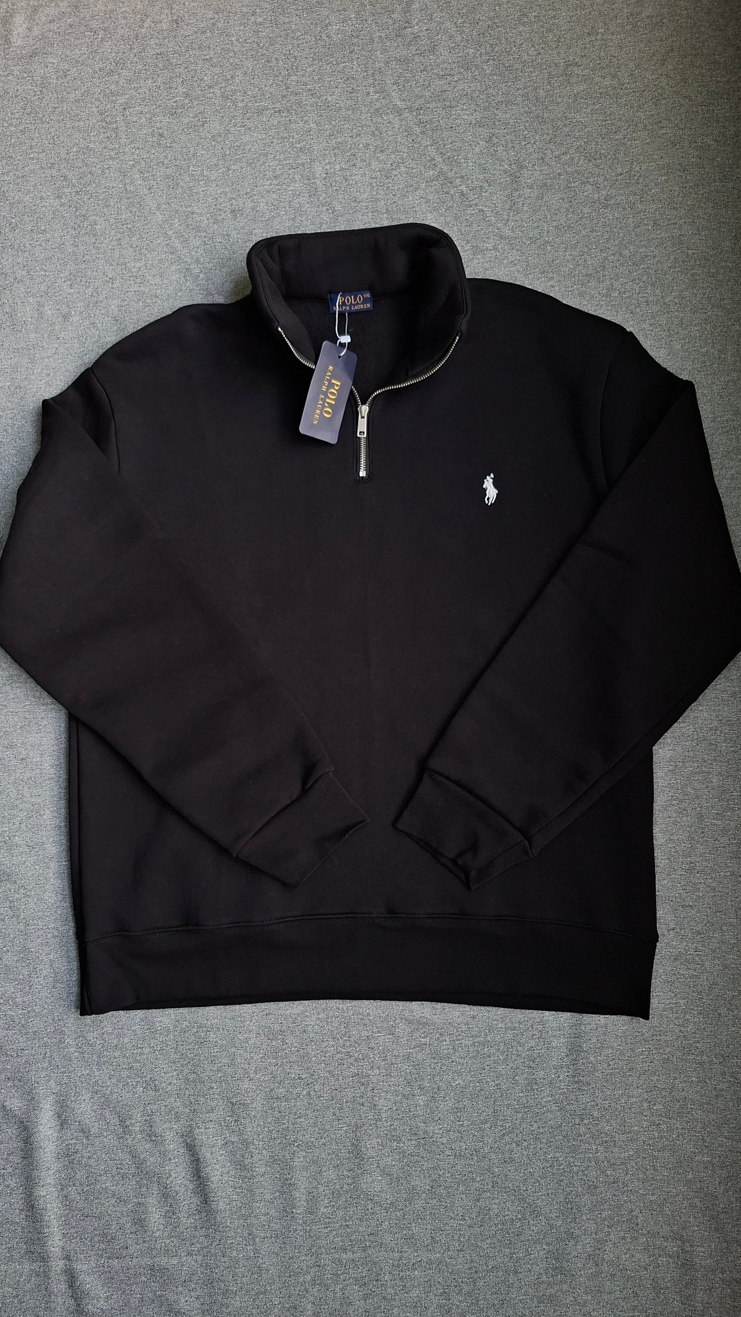 "RALPH LAUREN QUARTER ZPPER - BLACK