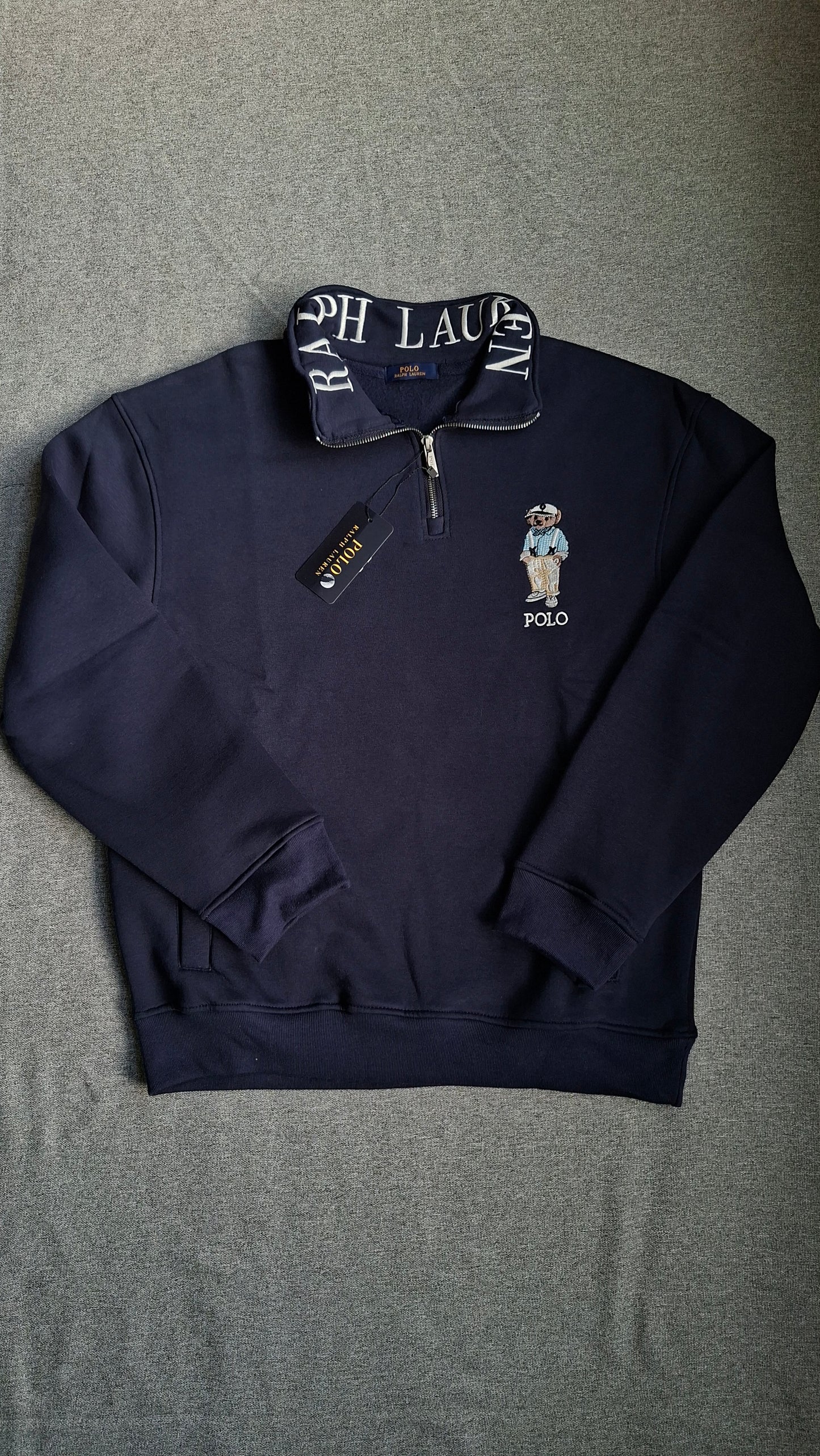 ''RALPH LAUREN BEAR QUARTER ZPPER - NAVY